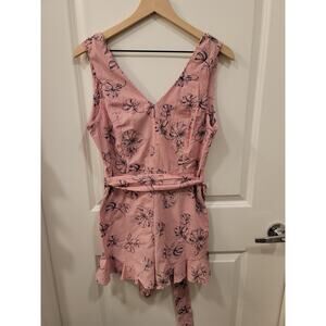 Gianni Binni Red Seersucker Romper with ruffle hem